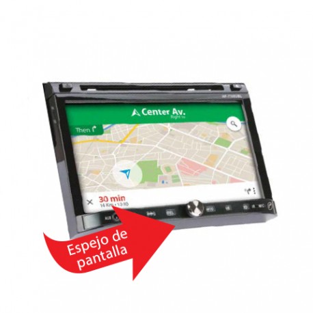 Autoestéreo de CD/MP3/USB/DVD/SD/BT. 1 Din, pantalla táctil, micrófono externo y espejo de pantalla.
